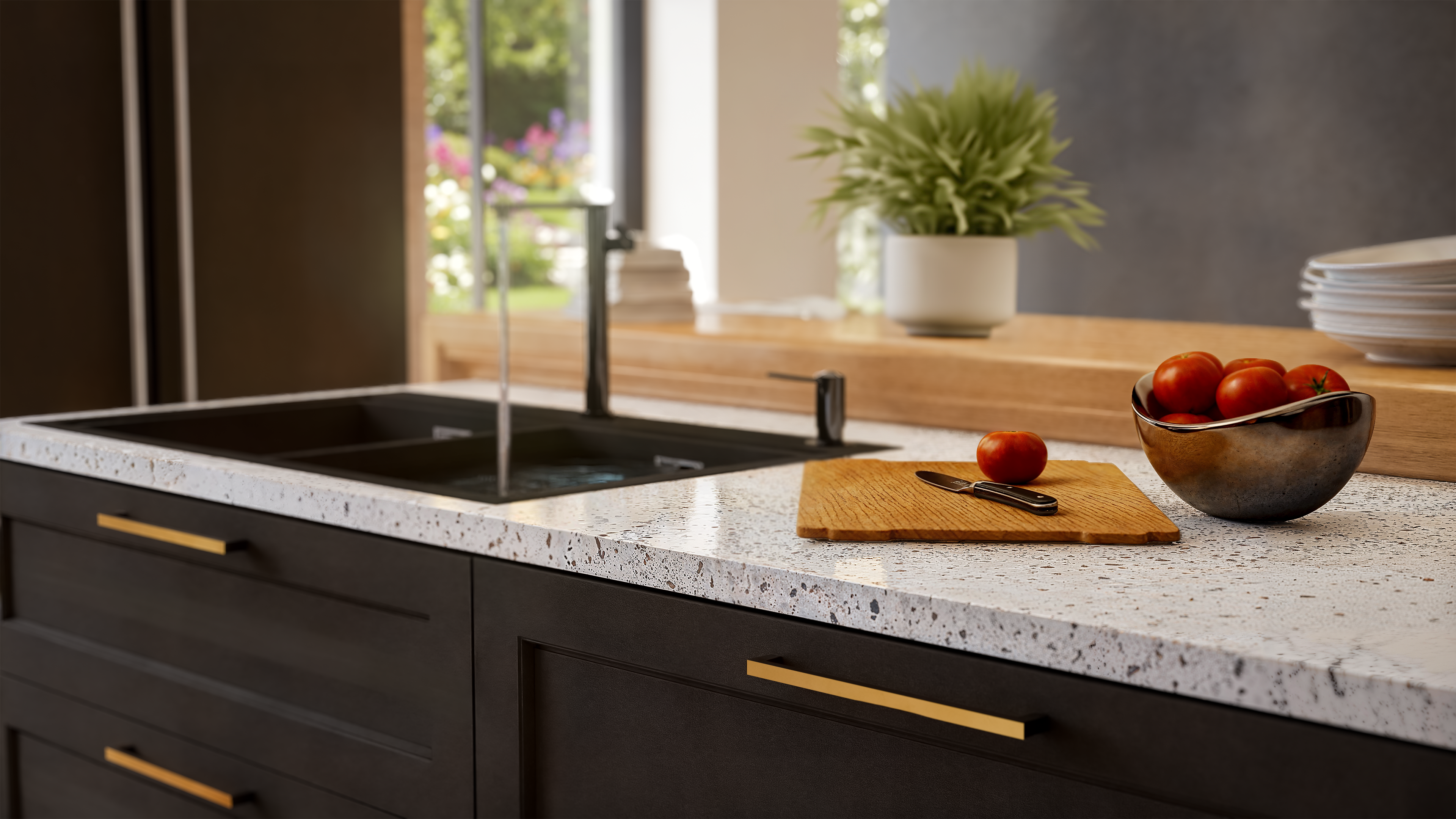 Cuisine rose & noire · rendu 3D BenRaff Studio